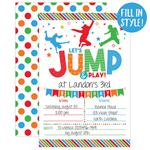Your Main Event Prints Boy Bounce House Birthday Invitation - Trampoline Jump Birthday Invite - Bounce Birthday - Bounce And Play! Trampoline Birthday Party, 20 Fill In Mermaid Party Invitations #TOP1