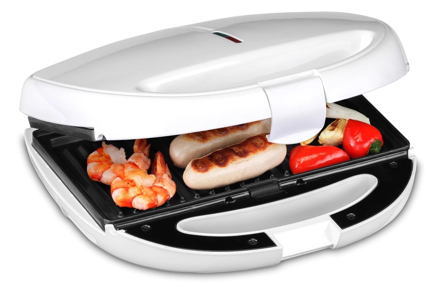 Trisa Tasty Snack 3-in-1 Sandwichmaker Waffeleisen Grill 850W Antihaft Weiß | 850W, 3 Wechselplatten (Sandwich/Waffel/Grill), Antihaft, Cool-Touch, LED-Backampel, vertikale Lagerung, Weiß