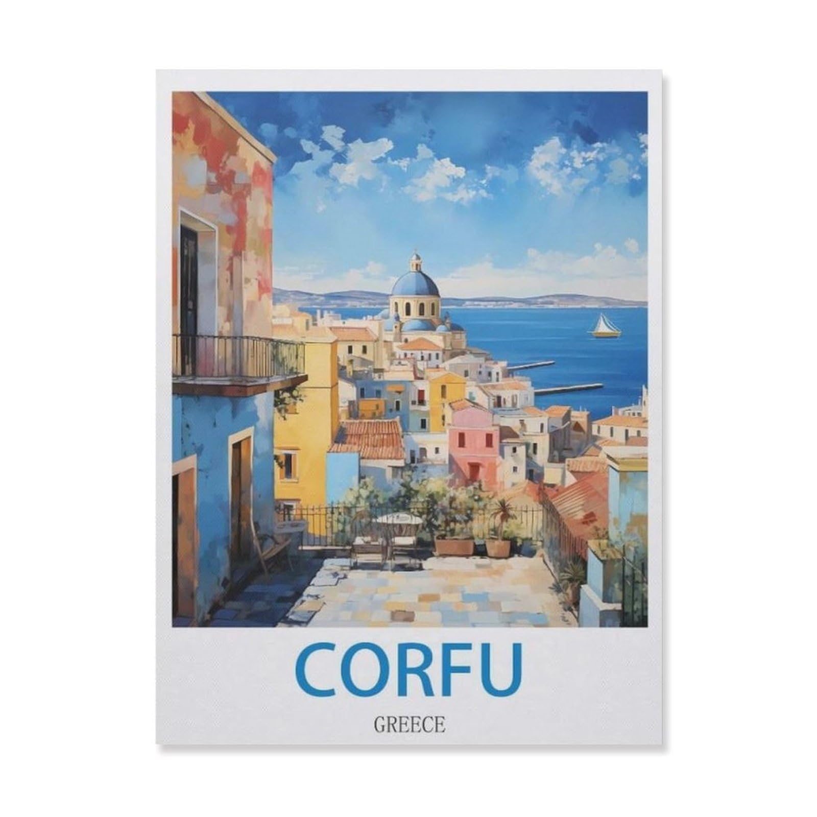 Vintage Metal Tin Sign，Corfu Greece(15x30cm）