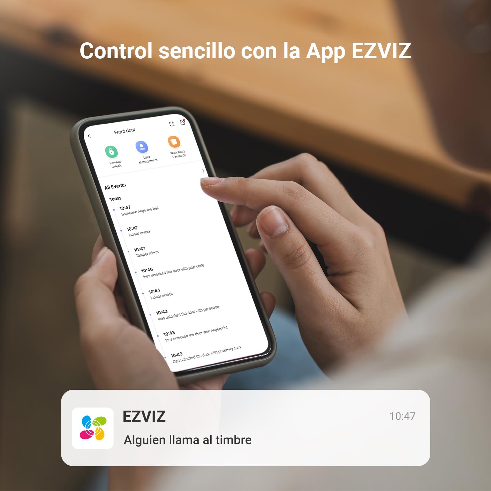 EZVIZ Cerradura Inteligente Y2000, Cerradura de Entrada Sin Llave 7 en 1, Acceso por Huella con Wifi, Impermeable, Cerradura de Seguridad Infantil para Hogar, Apartamento, Villa, Oficina, Hotel (5085)