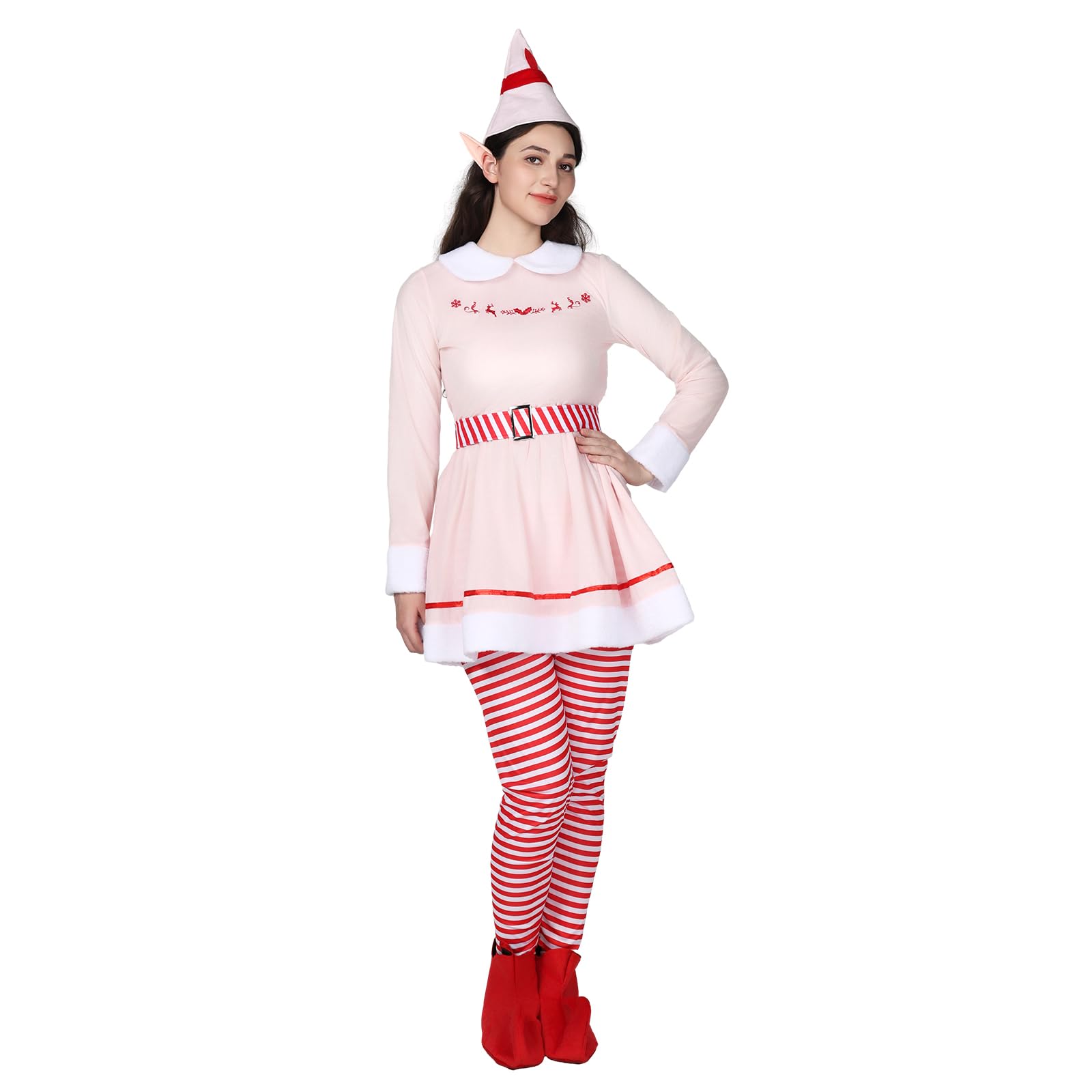 EraSpooky Costume d'elfe de Noël pour femme, déguisement d'elfe de Noël de luxe