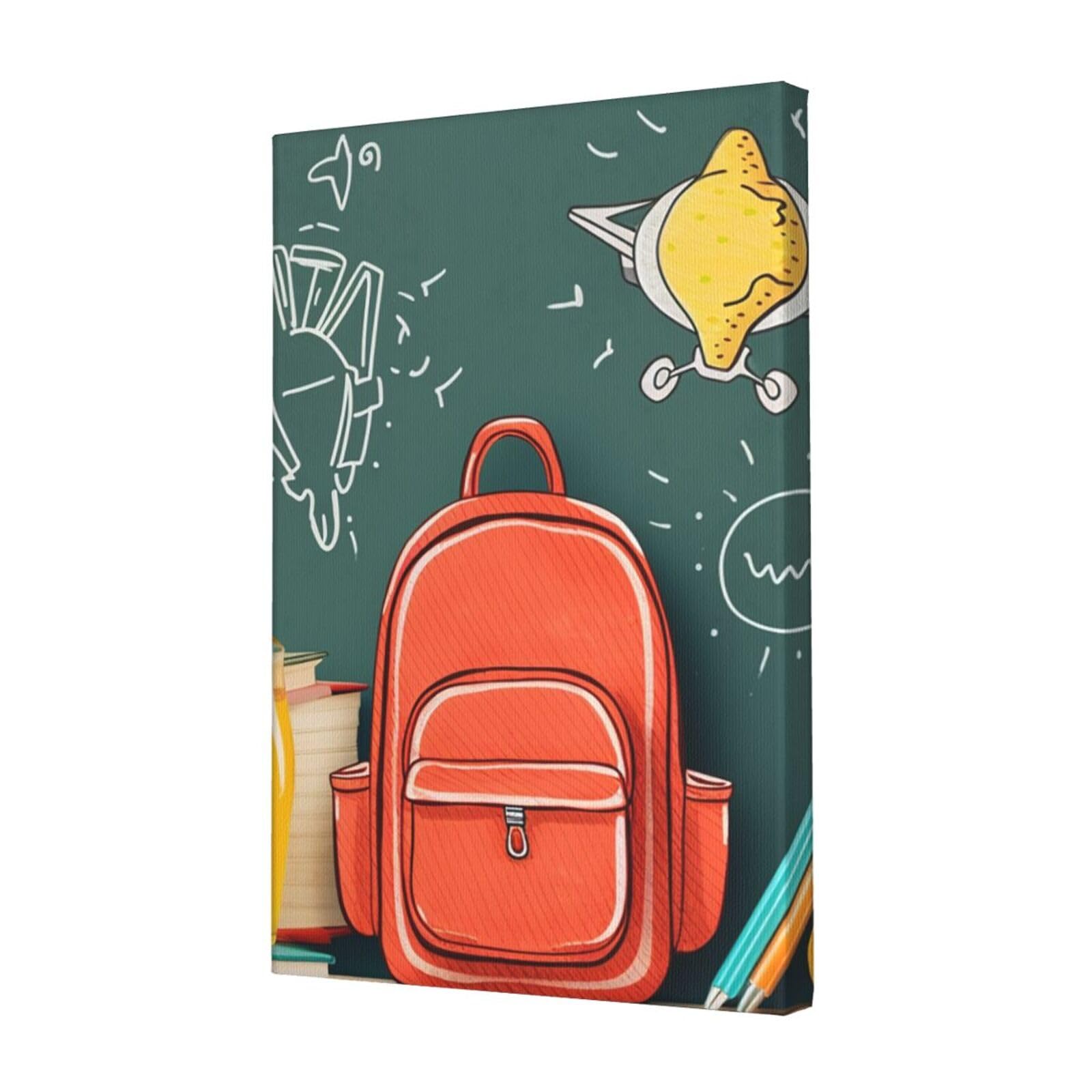 FodPand Back to School Theme Canvas Wall Art for Living Room Wall Decor 12"x18" Modern Artwork Painting Pictures Hanging Canvas Prints Aesthetic Wall Art for Bedroom Bathroom Office Wallart Decor