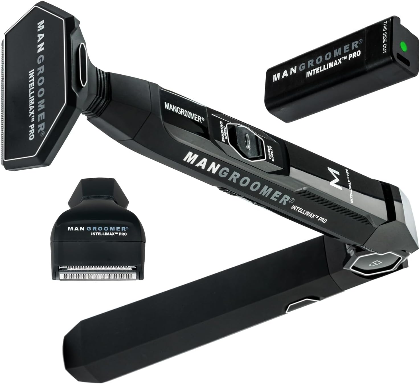 MANGROOMER - INTELLIMAX PRO - New Back Shaver with 2 Shock Absorber Flex Heads, Power Hinge, Extreme Reach Handle and Advanced 2.7" Extra-Wide Blade Design (Version 2.0)