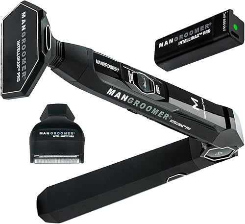 El paquete inteligente MANGROOMER 2 contiene la afeitadora eléctrica INTELLIMAX PRO de más alto nivel y una batería INTELLIMAX PRO adicional