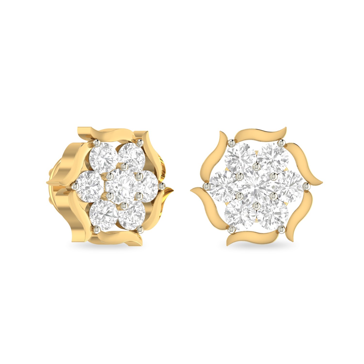 pc jeweller The Elnora 18KT Yellow Gold & Diamond Earring-picture-24