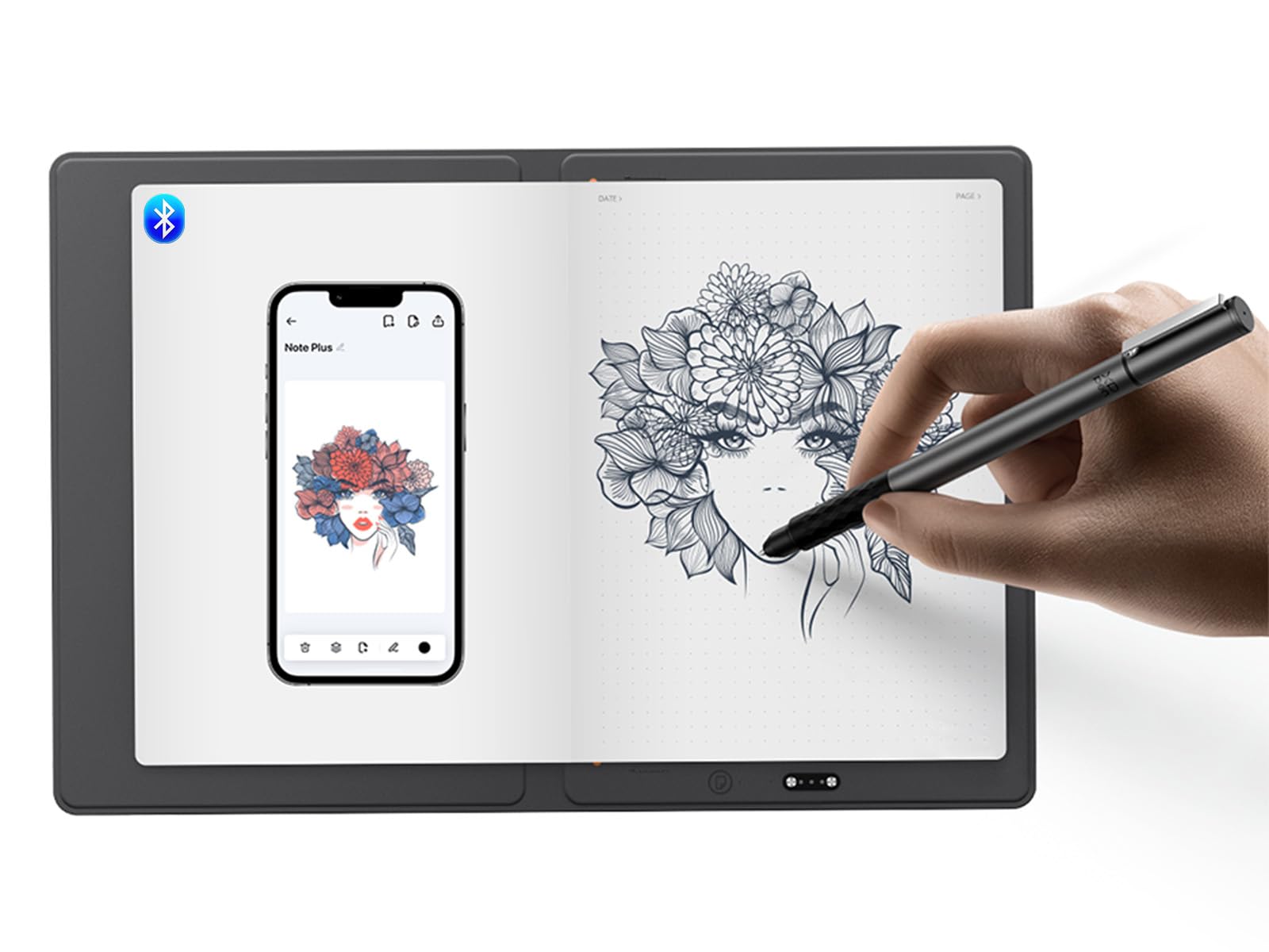 XPPen Note Plus A5, digitales Notizbuch mit Bluetooth 5.3 | Offline-Speicher für 50 Seiten, integrierte Bearbeitungswerkzeuge, Android/iOS-Synchronisierung