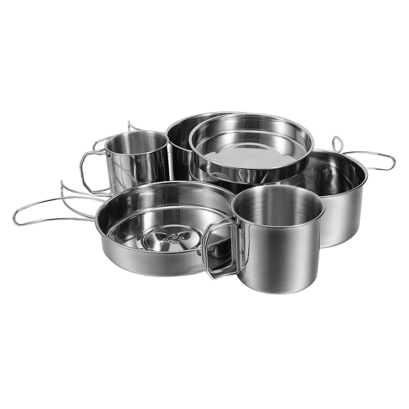 OUNONA Ensemble de Couverts Pliants en Acier Inoxydable 5 Pièces Vaisselle de Camping Légère et Portable Kit Vaisselle Extérieur pour Randonnée Pique-Niques et Trekking Ustensiles
