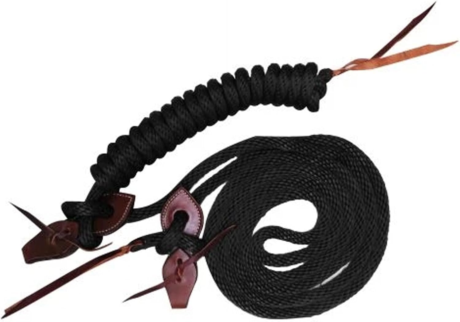 Showman 22' Round Braided Nylon Mecate Reins w/Leather Slobber Straps