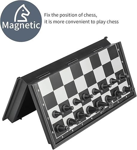 Miniatura 7 de Andux Juego de mesa de ajedrez magnético plegable dos en uno, ajedrez y damas CXYXQ-01 (L)