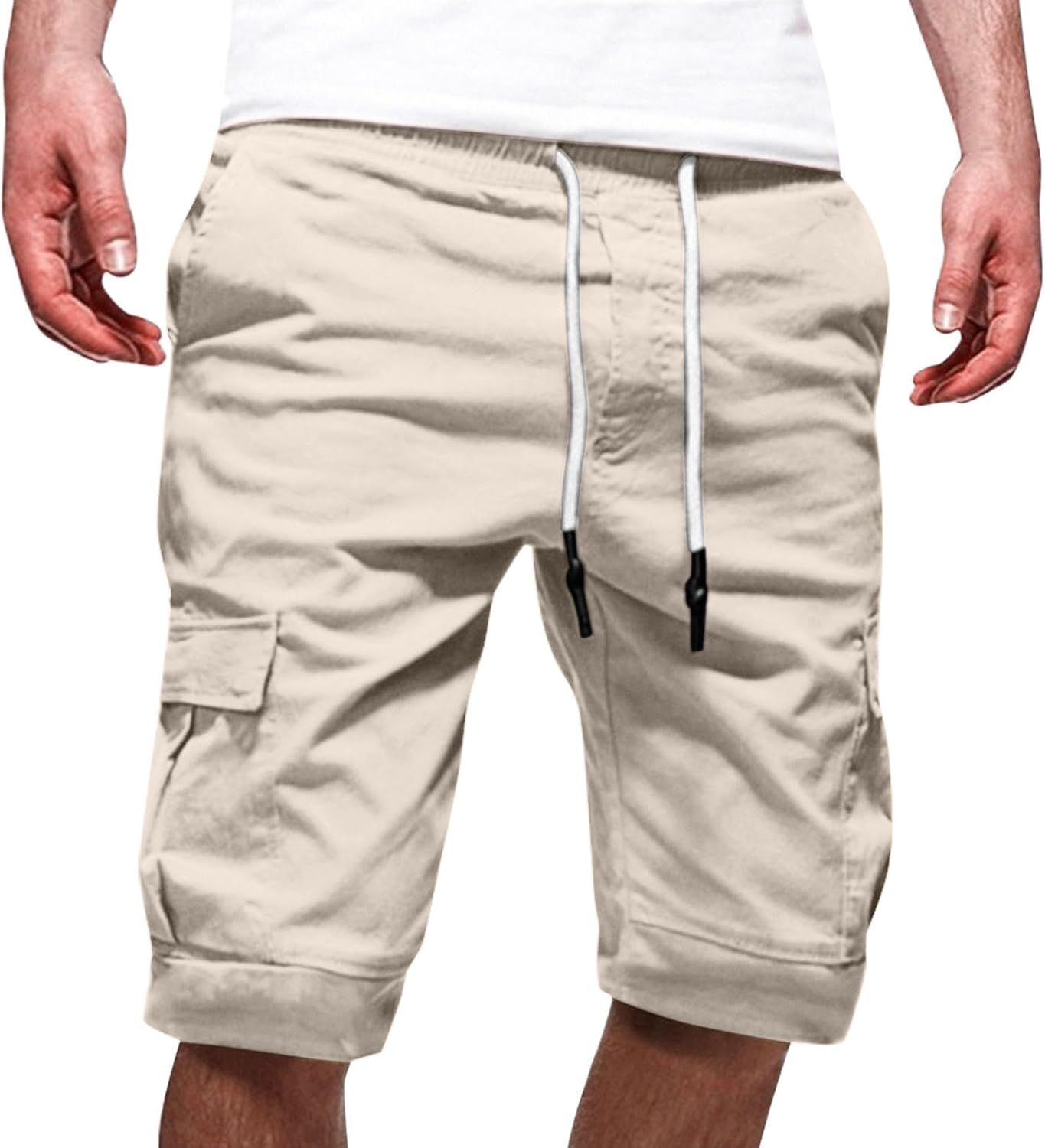 Mens Cargo Hiking Shorts Multi-Pocket Summer Casual Cotton Jogging Shorts Lightweight Ripstop Work Utility Shorts