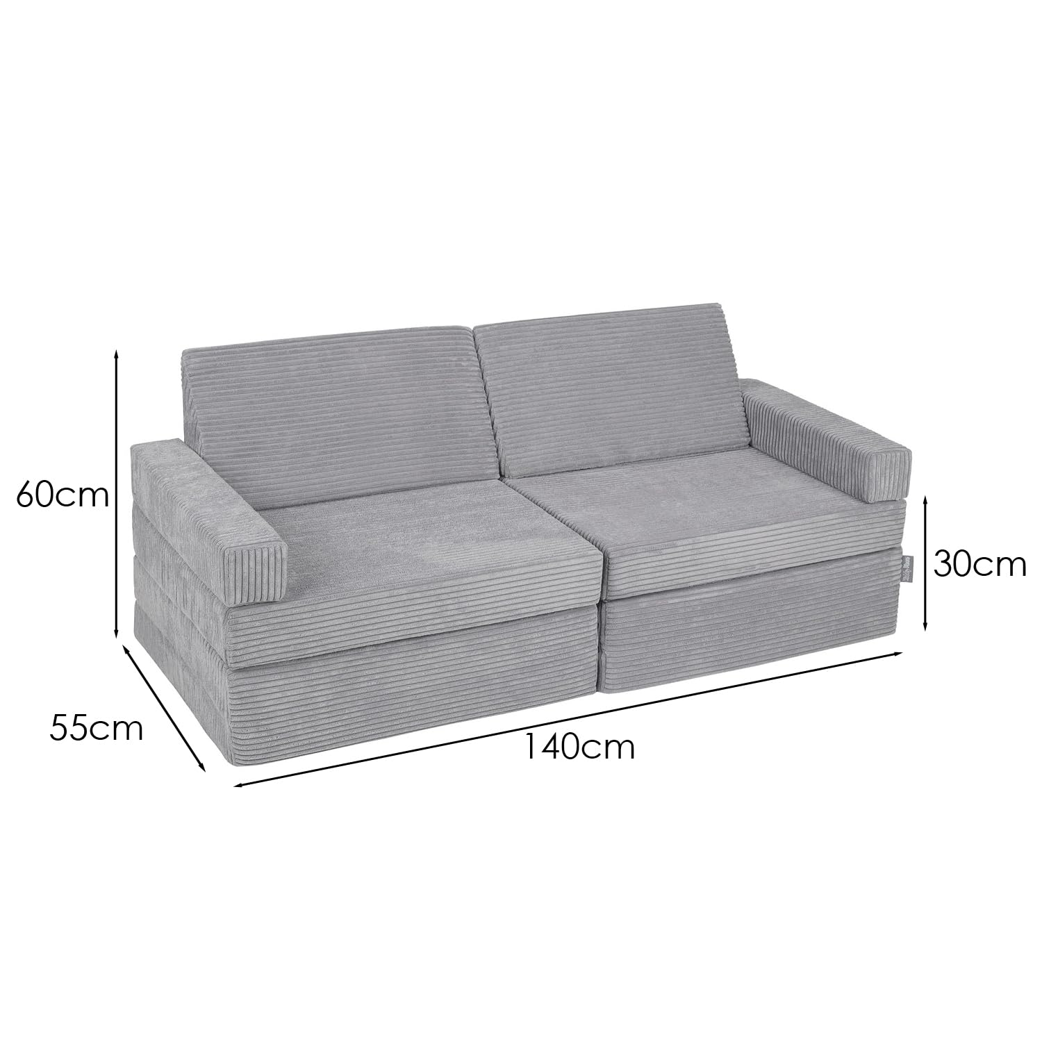 KiddyMoon Sofa dziecięca rozkładana z pianki, sofa do zabawy dla dzieci, sofa do spania, fotel dziecięcy, kanapa dla dzieci, sofa do pokoju dziecięcego, kanapa dziecięca, materac składany, materace