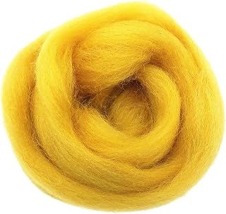 10g Handmade Wool Top Fibre Roving for Needle Felting Materials Dark Yellow