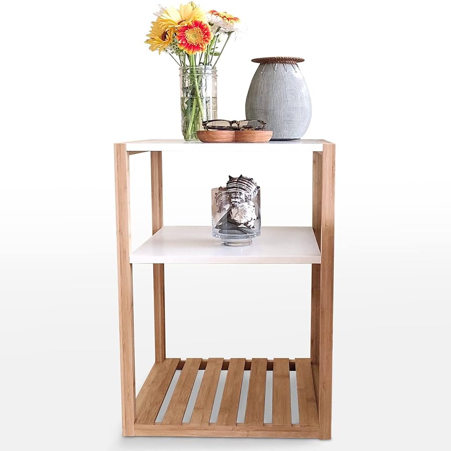 Amazon.com: STNDRD. Modern Bamboo Nightstand - White