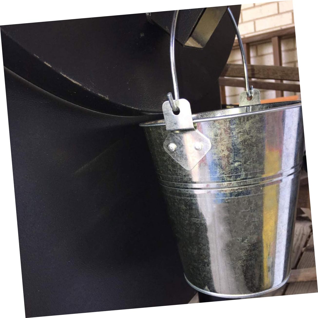 Secchio Grasso Barbecue in Ferro Argento con 10 Pezzi | Cattura Colature di Olio, Leggero e Portatile, per Festa in Casa e Uso All'aperto