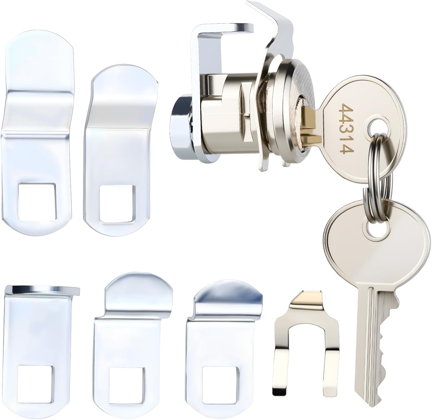HOME MASTER HARDWARE Universal Mailbox Locks with 2 Keys for Almost All Locking Mail Boxes Comes with 5 Different Lock Plates,Nickel Finish