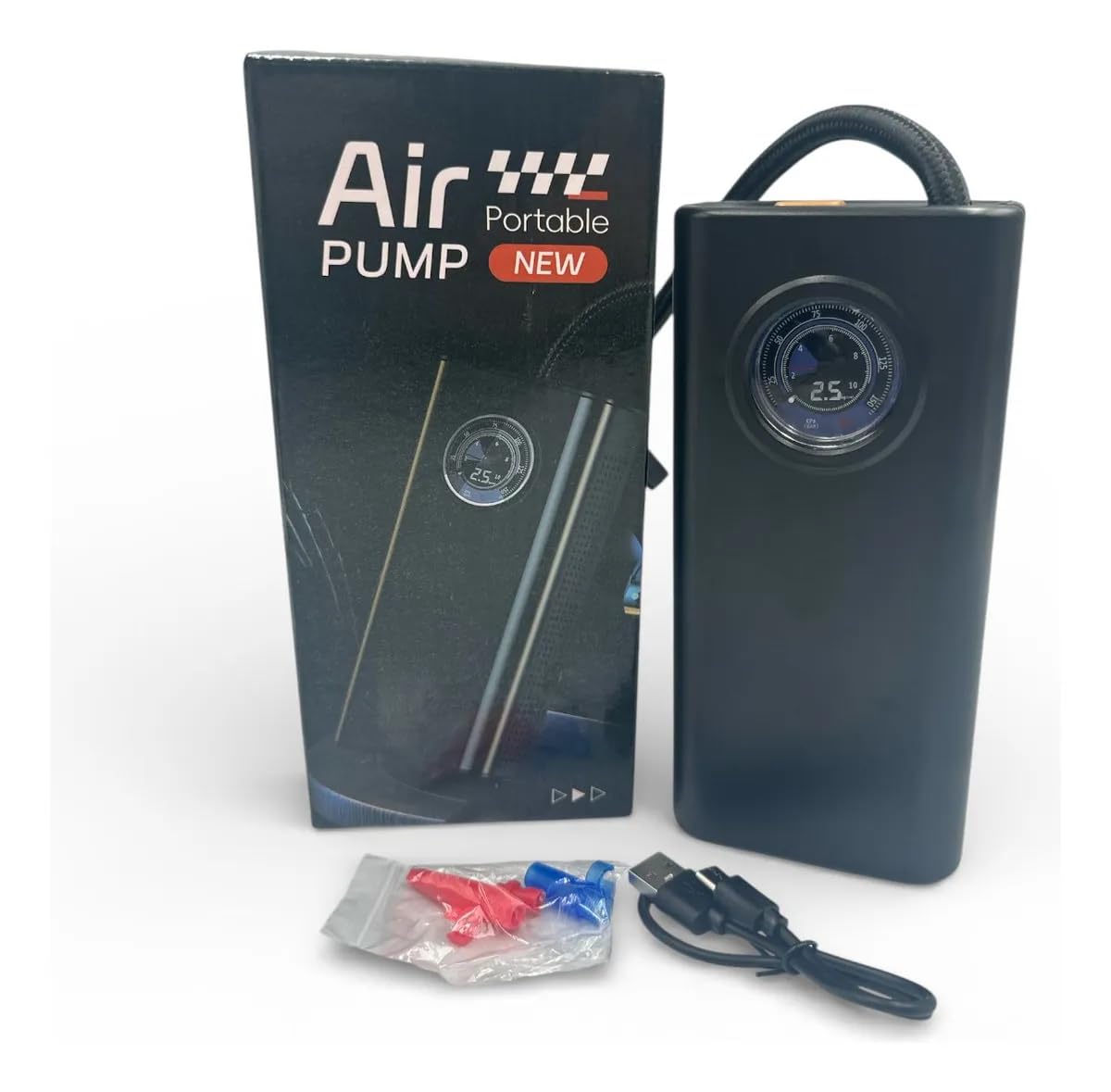Calibrador de Ar Analógico de Pneu para Carro e Moto Compressor Portátil 150 PSI Fluxo 16