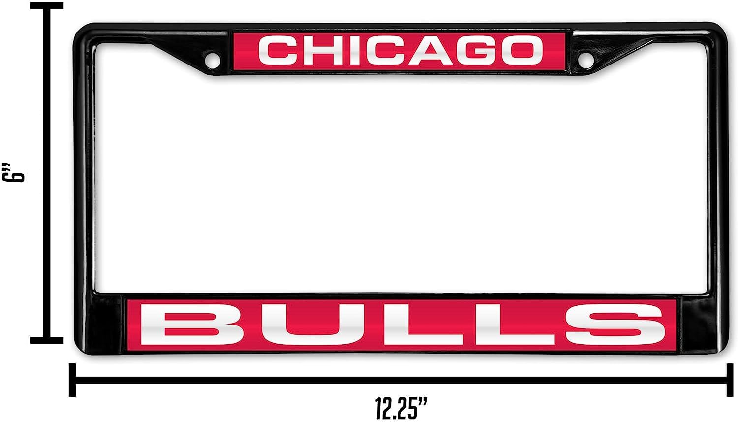 Chicago Bulls NBA Black Metal Laser Cut License Plate Frame (Set of 2 Frames)