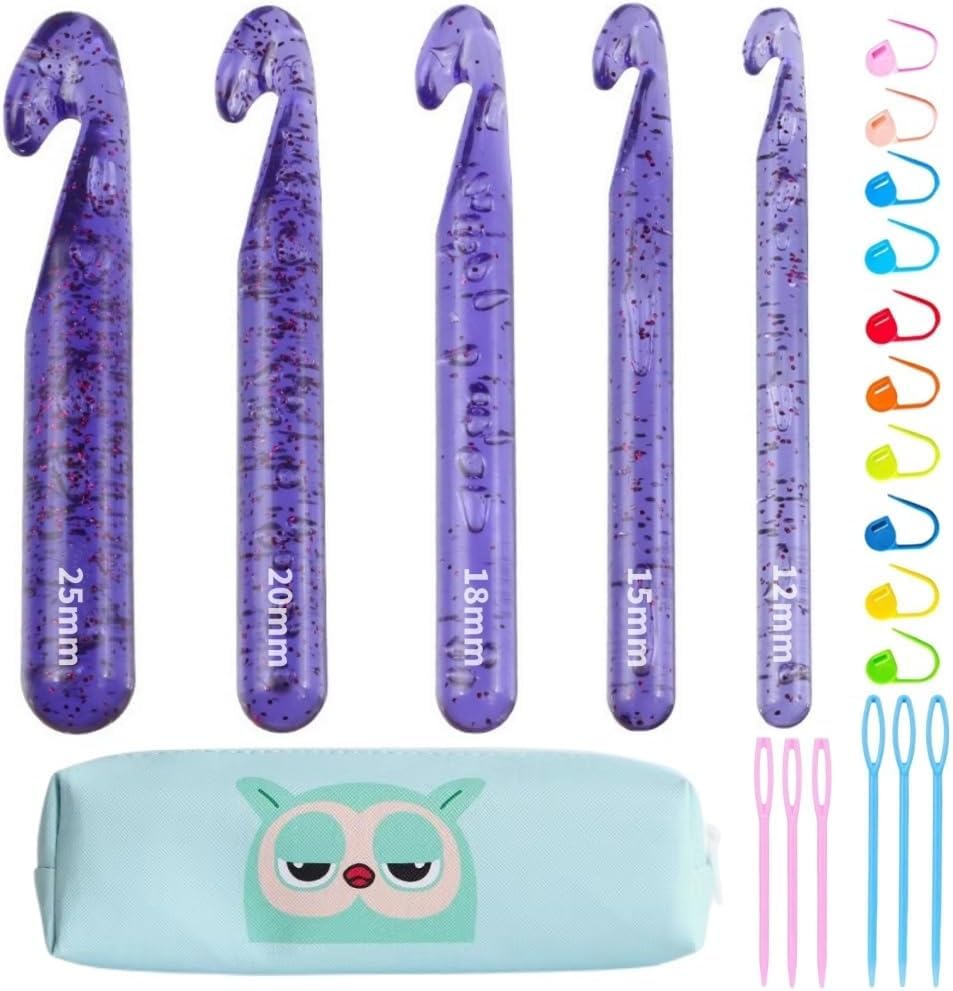 Cdrompy 5 Large Crochet Hooks,Size 12mm 15mm 18mm...