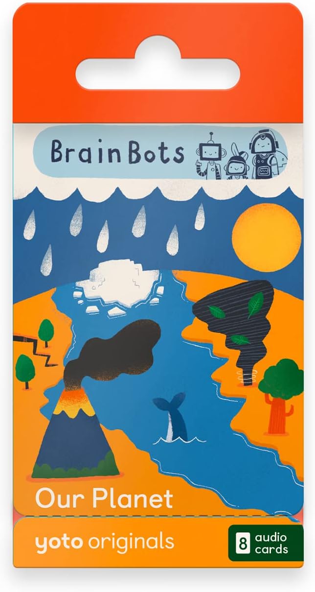 BrainBots: Our Planet – 8 Kids Audiobook Cards for Use with Player & Mini All-in-1 Audio Device, Educational Screen-Free Listening with Fun Stories for Learning & Interactive Quizzes, Ages 6+