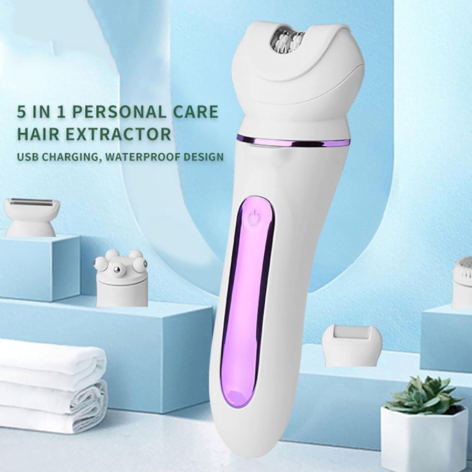 Epilatore Rasoio Trimmer - Rasoio Portatile for Rasatura Del Viso, Strumento for Rasatura Rasoio Elettrico, Rasoio Elettrico Asciutto E Bagnato for Gambe, Epilatore for La Depilazione for Donne, Siste