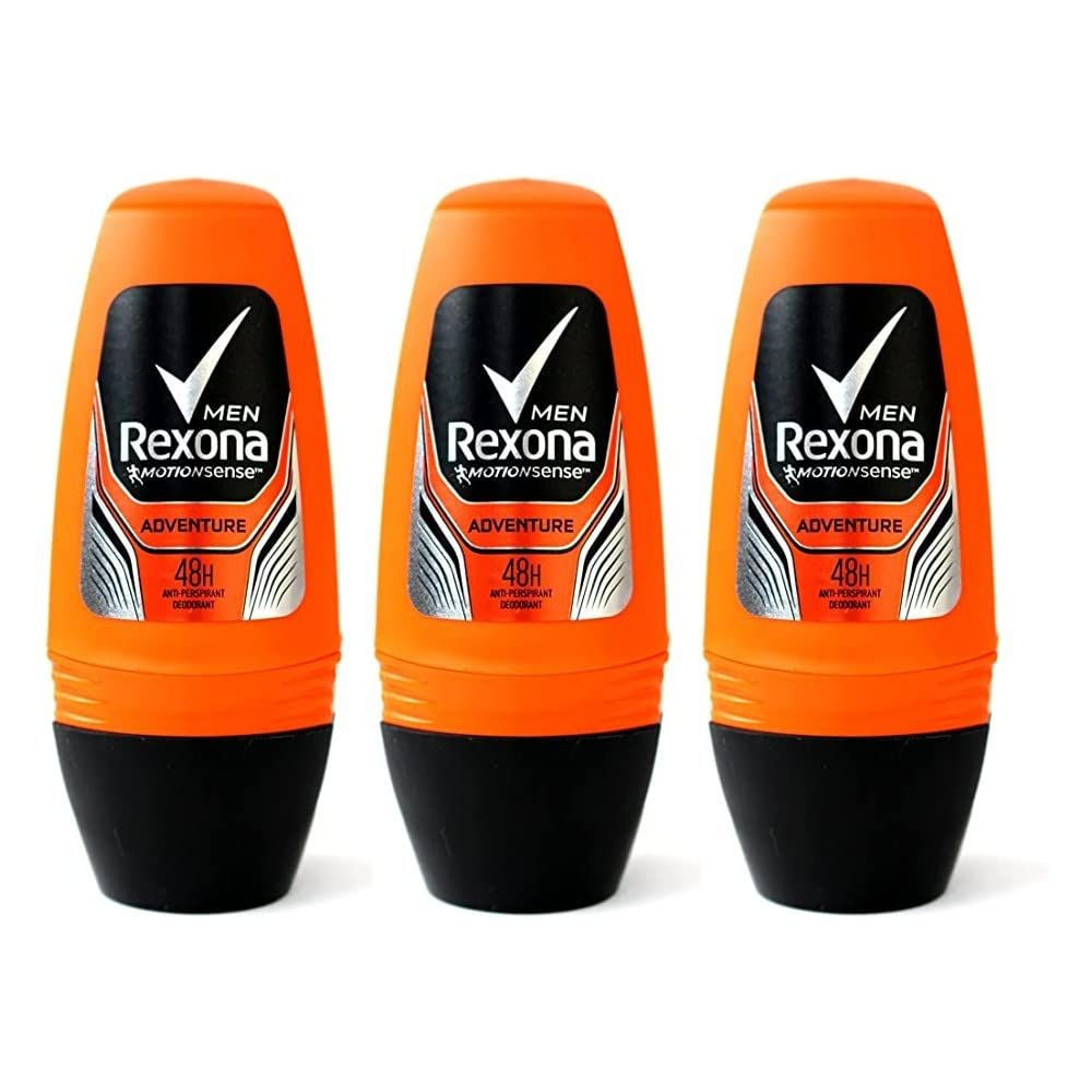 Rexona Lexona Men's Antiperspirant Deodorant Roll On ADVENTURE Adventure Set 1.6 fl oz (45 ml) x 3 Packs