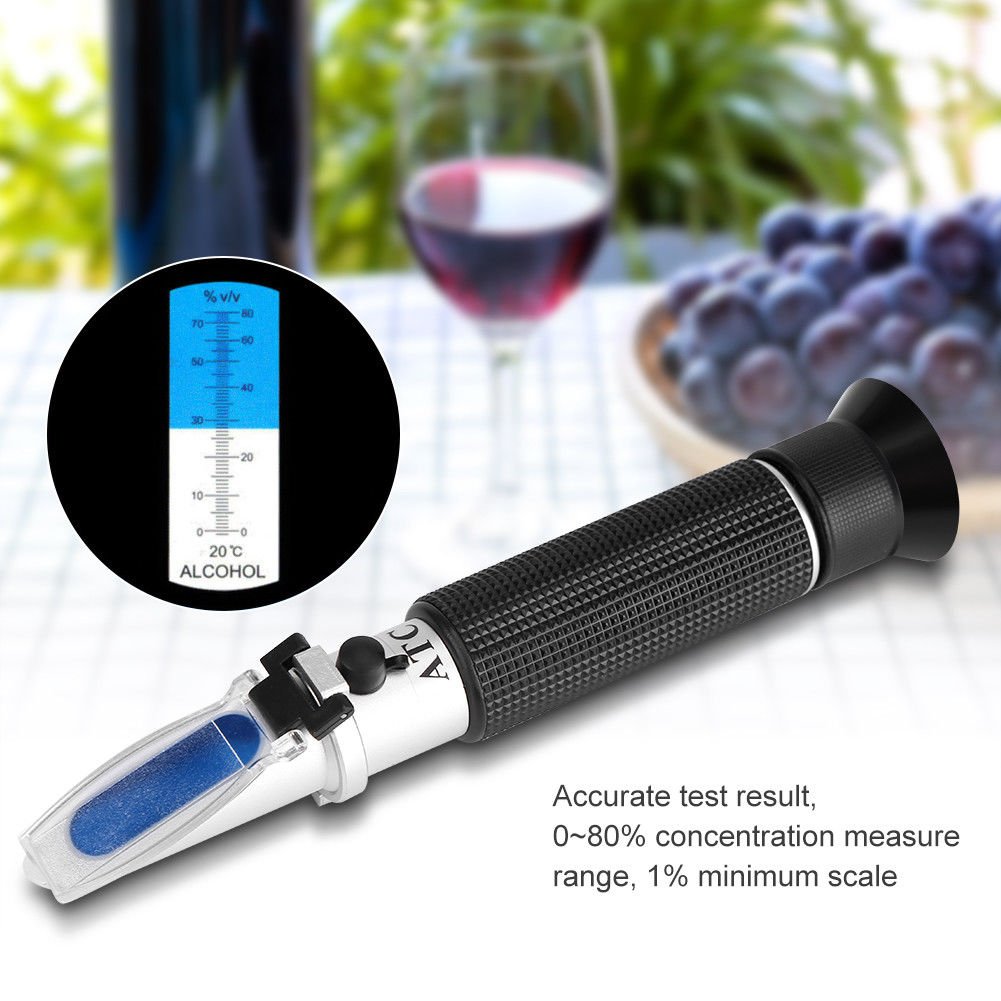 Réfractomètre Alcool NGBFF 0-80% - Pour Spiritueux Et Liqueurs Maison - Aluminium - Avec ATC (compensation Température)