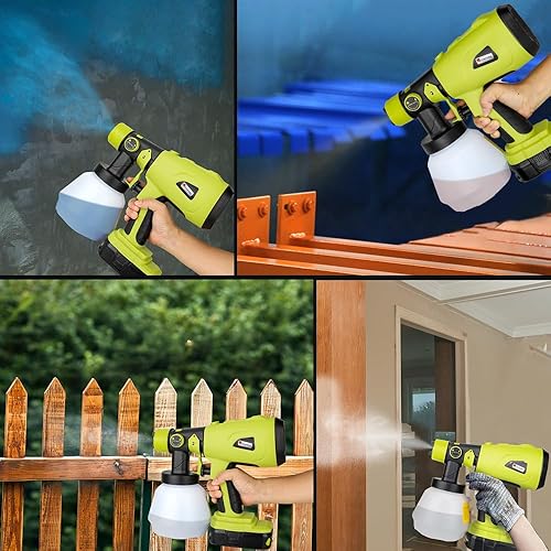 Miniatura 7 de Pulverizador de pintura inalámbrico para Ryobi compatible con batería Ryobi, pulverizador de pintura eléctrico HVLP pistola de pintura con 3