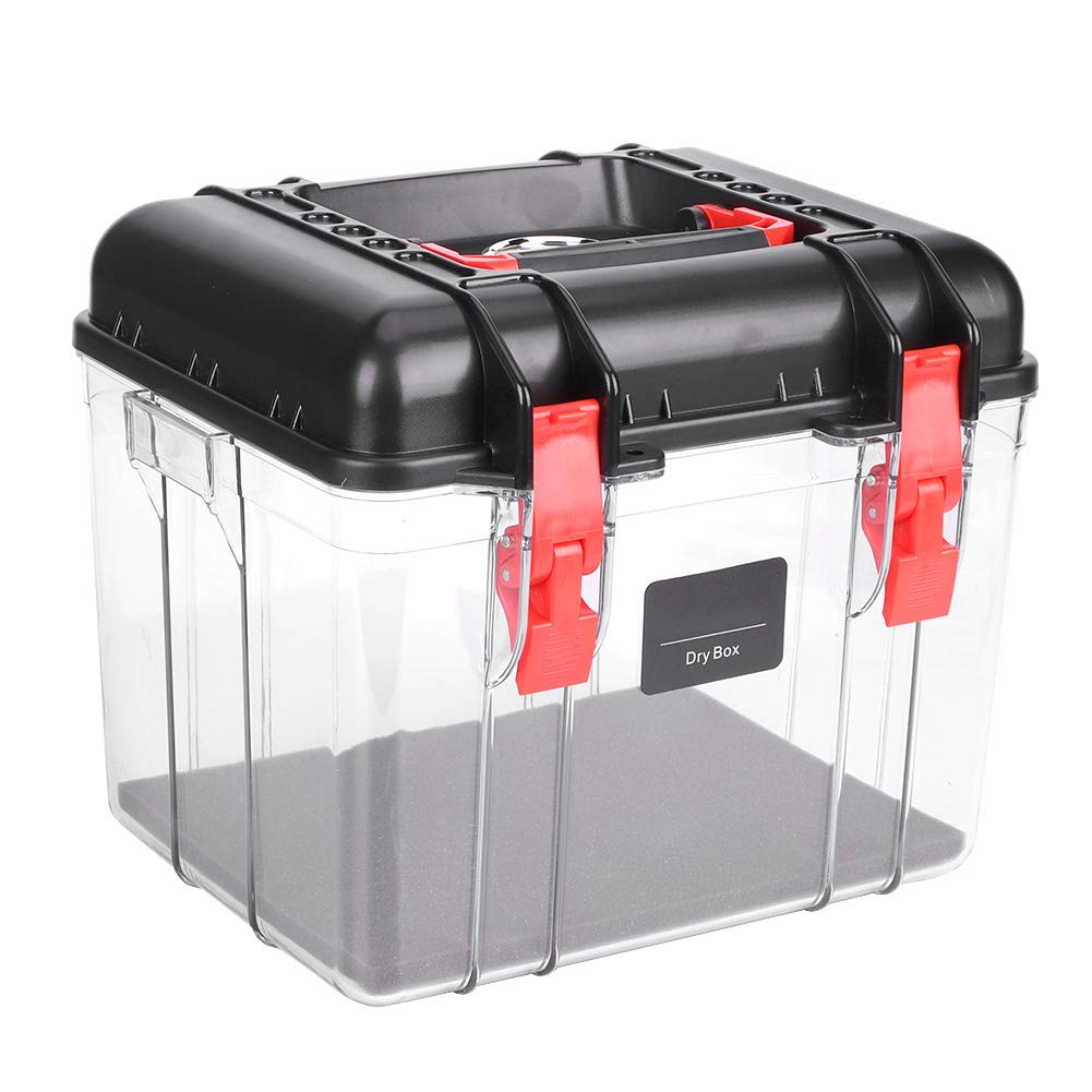 SIXRUN EIRMAI Caja de Plástico a Prueba de Humedad R15 con Higrómetro, Almacenamiento de Lentes con Sellado Fuerte para Equipos Fotográficos y Cámaras