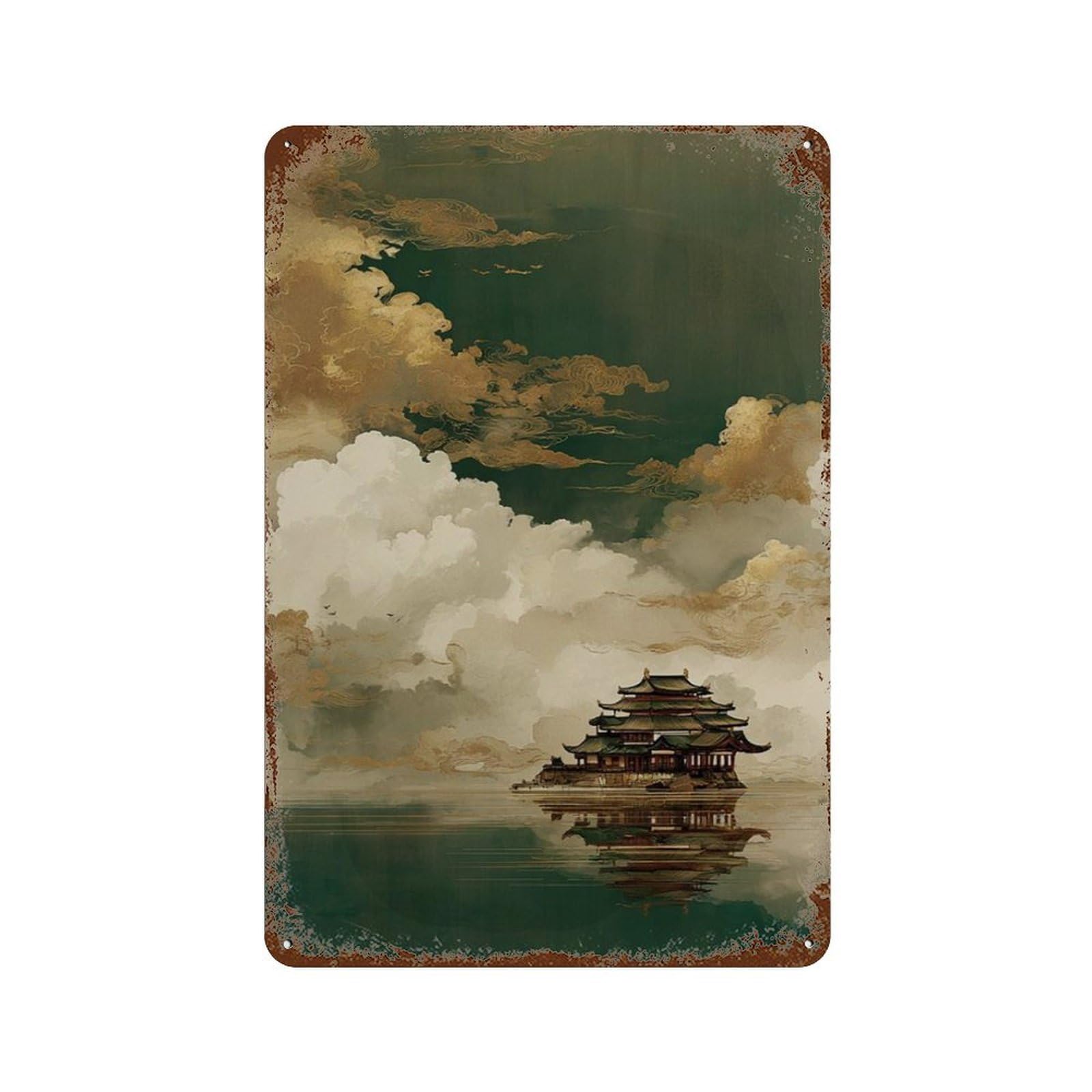 xiaoxiaoshen Coastal Fishing Harbour Style Seaside Calm Ocean Sunset Wall Decor Art Metal Tin Poster Modern Home Decor Art Home Bar Shop Decorations Vintage Sign 30x20cm