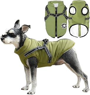Voarge Dog Jacket, Winter Vest, Dog Coat with Harness, for Small Dogs, Waterproof, Machine Washable, Reflective Stripes Design, Durable D-Ring (S, Green) product image