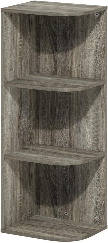 Furinno Pasir 3-Tier Corner Open Shelf Bookcase, French Oak French Oak 3-Tier Corner