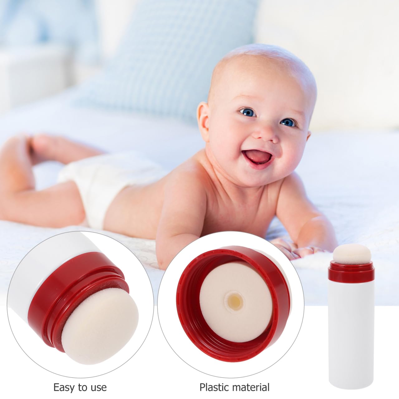 VICASKY Puderquaste puder dose Babypuder-Box Reisepuderbox für Babys Puderflasche mit Puff Behälter für Pufferflasche Abs puder puff Talkumpuder Flasche Talkumpuderhalter Plastik Weiß