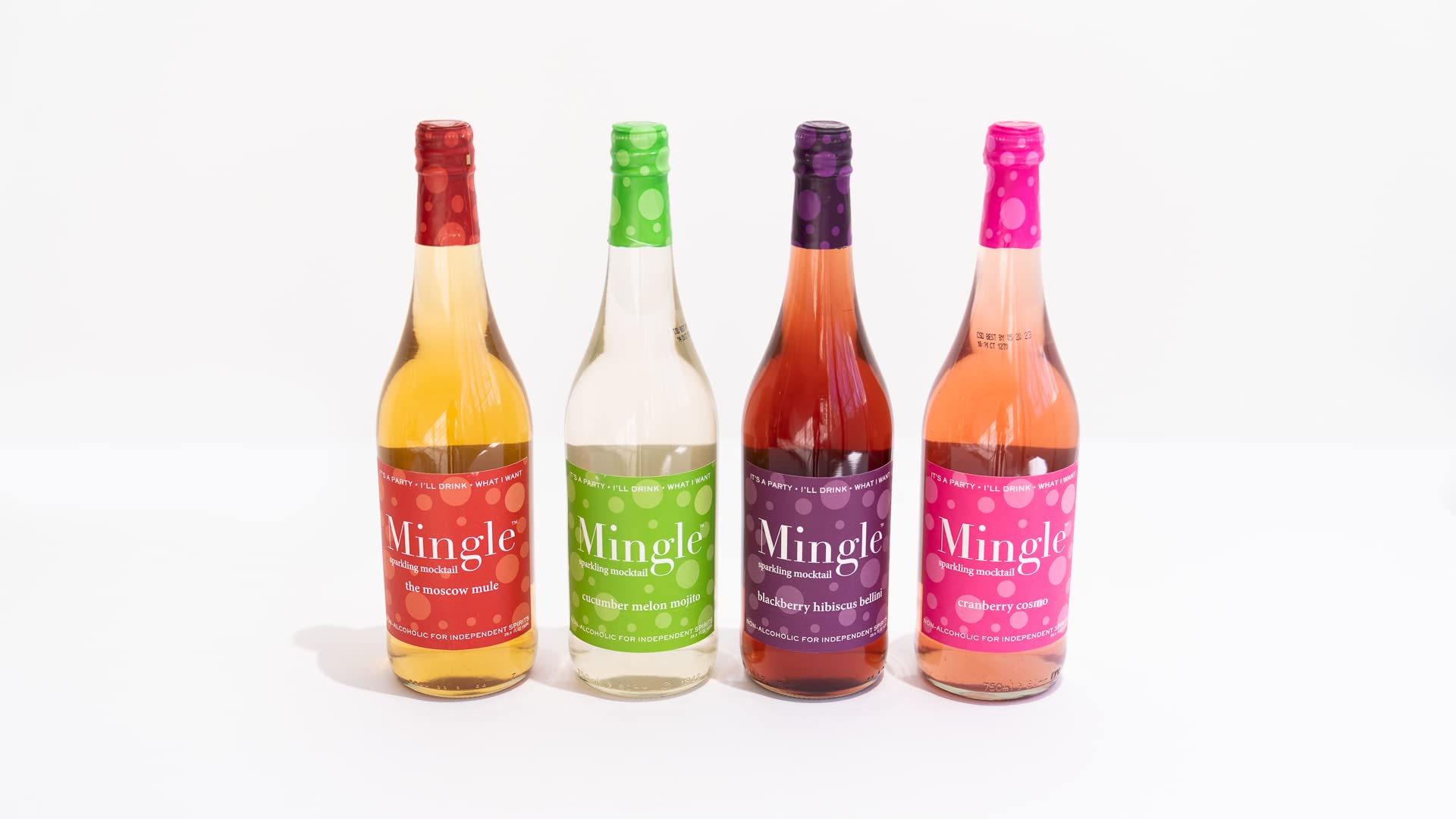 Mingle Mocktails Non Alcoholic Cocktails - 4 Bottle Variety Pack of 750ml Bottles (Cosmo/Mojito/Blackberry/Moscow Mule)