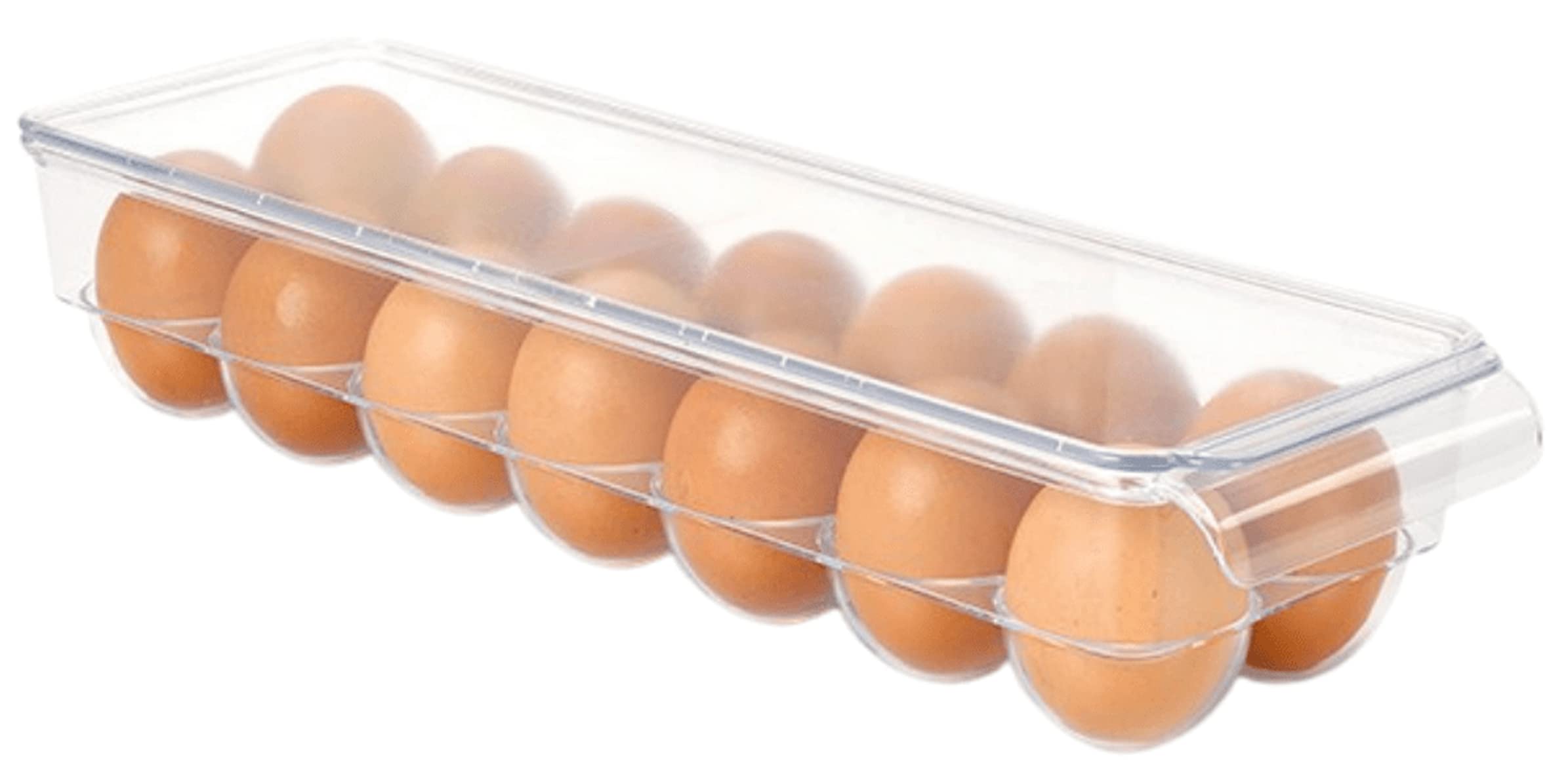 14 Egg Holder Storage Box with Lid - Transparent Plastic Fridge Refrigerator Organiser Tray