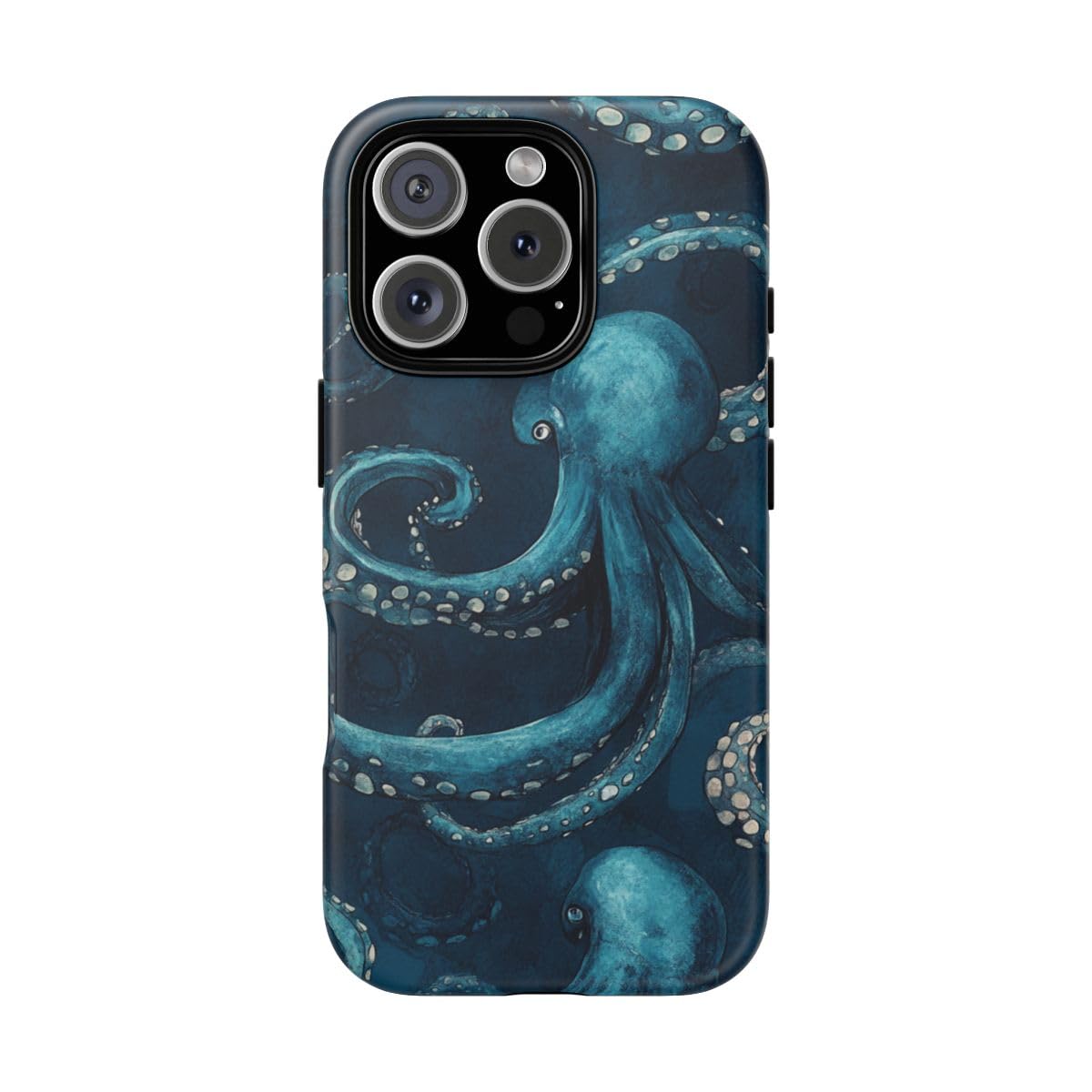 Coque iPhone 16 Pro pieuvre bleue mate anti-rayures - 5