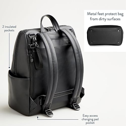 Miniatura 7 de Itzy Ritzy Eras - Mochila para pañales Bolsa de pañales elegante de gran capacidad para hombres con diseño neutro, 15 bolsillos, cambiador, correas