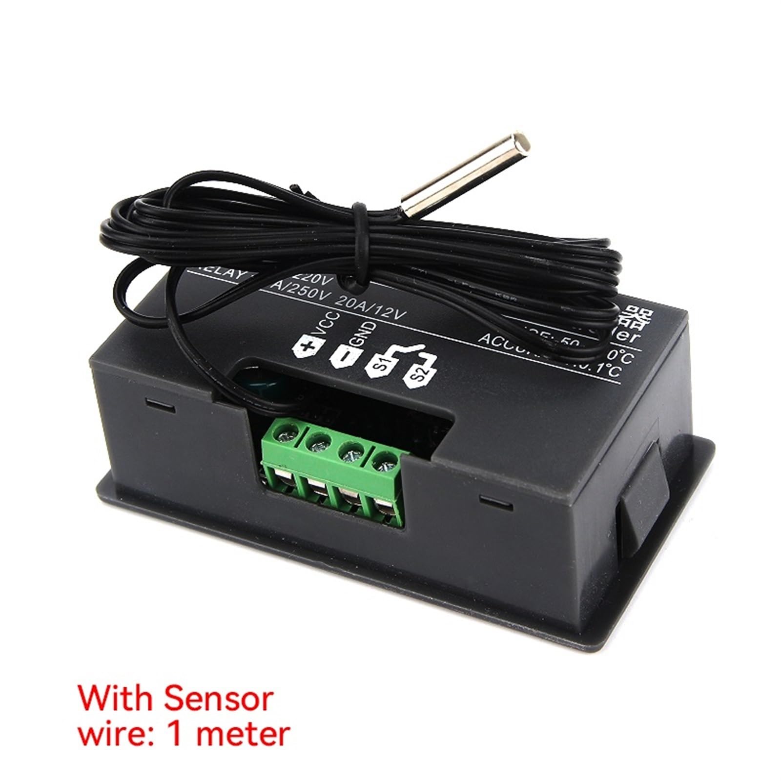 W3230 Digitaler Mini-Temperaturregler Thermostat Relaisausgang 12 V 24 V 220 V Regler Heizung Kühlung Steuerung mit Sensor (Color : AC 220V)