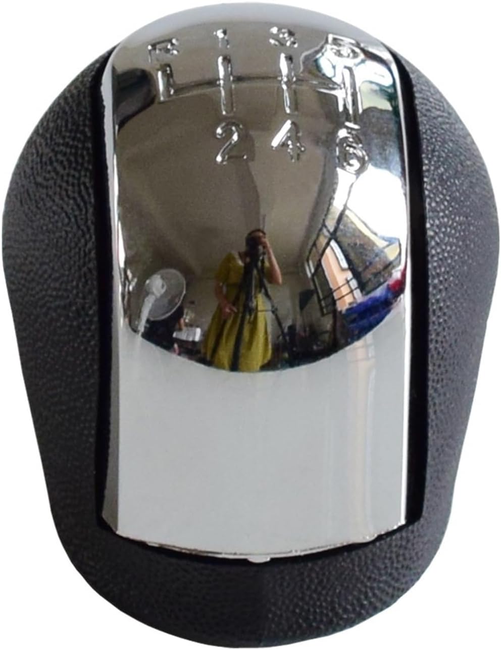 For Chrome Leather Car Shift Gear Knob Lever Gaitor Boot Cove For Opel For Vectra C 20022005 Car Shift Knob(C-6-Speed)
