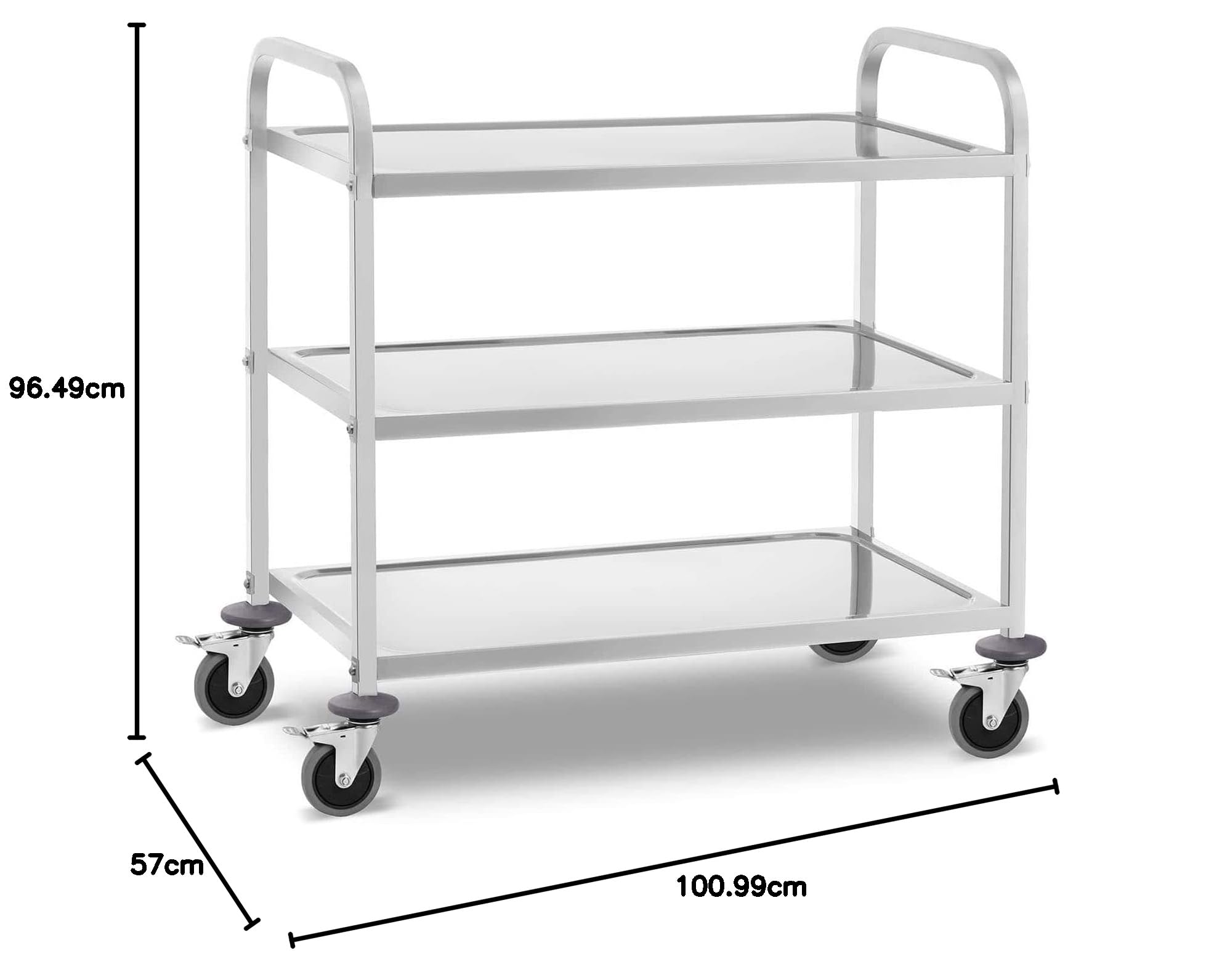 Royal Catering Carrello di Servizio Carrello Portavivande RCSW 3B (3 ripiani, Acciaio Inox, 355 kg)