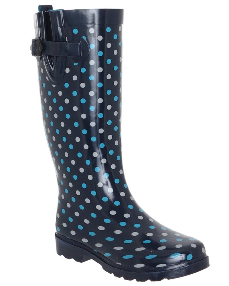 Capelli New York Shiny On The Dot Printed Ladies Rubber Rain Boot