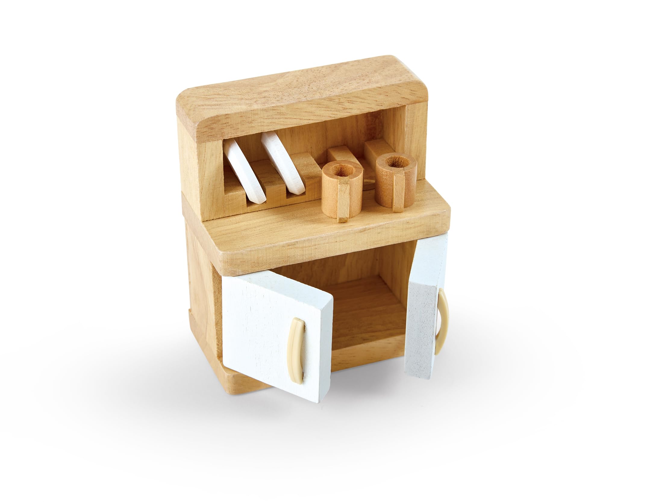 Comedor De Madera Para Casa De Muñecas Hape – Mesa, 4 Sillas, Aparador, Cubiertos Y Vajilla – Juego De Roles Imaginativo