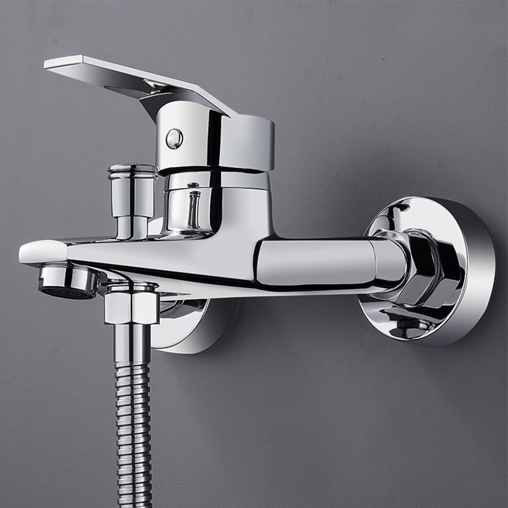 SOHNVWTGD Hot & Cold Water Mixer Tap, Zinc Alloy Chrome Basin Faucets, Wall Mounted Dual Spout Mixer Tap, Bathroom Bathtub Triple Faucet