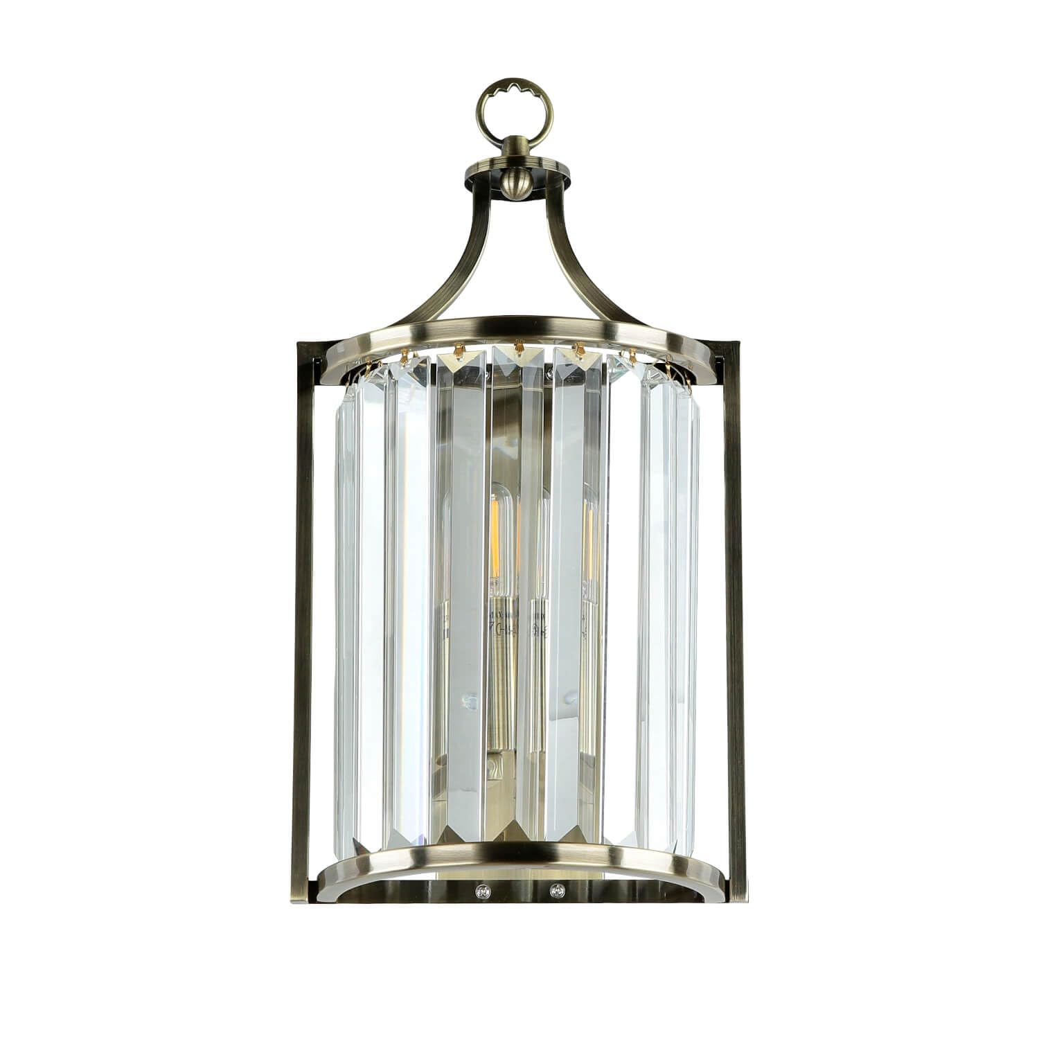Licht-Erlebnisse Wandleuchte Kristall Glas Metall H: 35 cm in Messing antik Klar Jugendstil Art Déco E14 Wandlampe Wohnzimmer Beleuchtung Flur Treppe