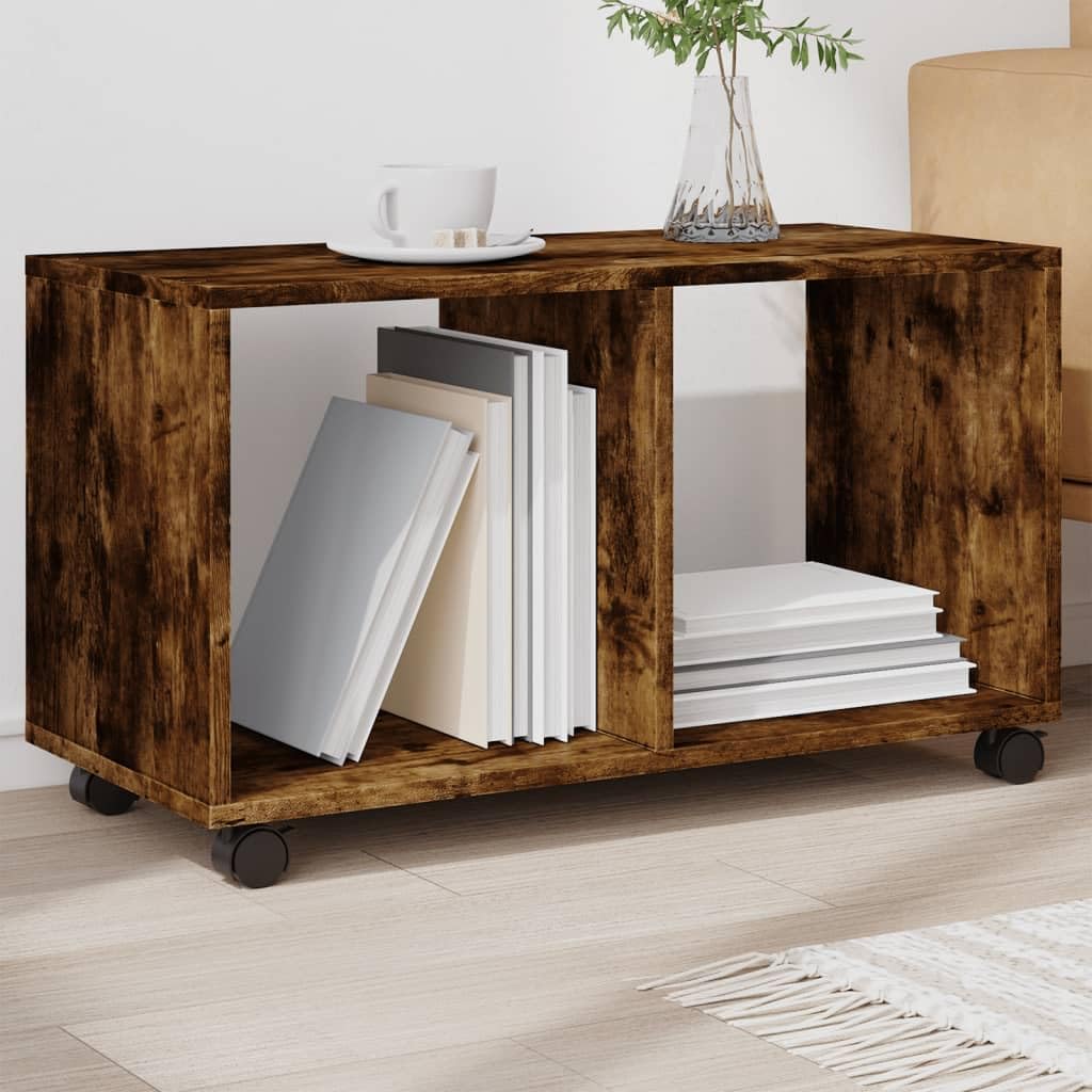 vidaXL Szafka na kółkach, przydymiony dąb, 72x33x42,5 cm, szafka pod biurko, kontenerek biurowy, stolik nocny, kontenerek, mobilna szafka na kółkach