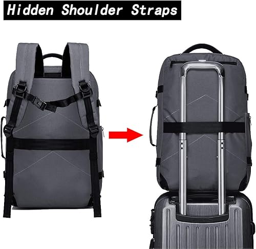 Miniatura 6 de BANGE Mochila de viaje durante la noche, bolsa de fin de semana aprobada por la FAA de 40 litros para llevar en la mochila.., Gris, Mochilas con