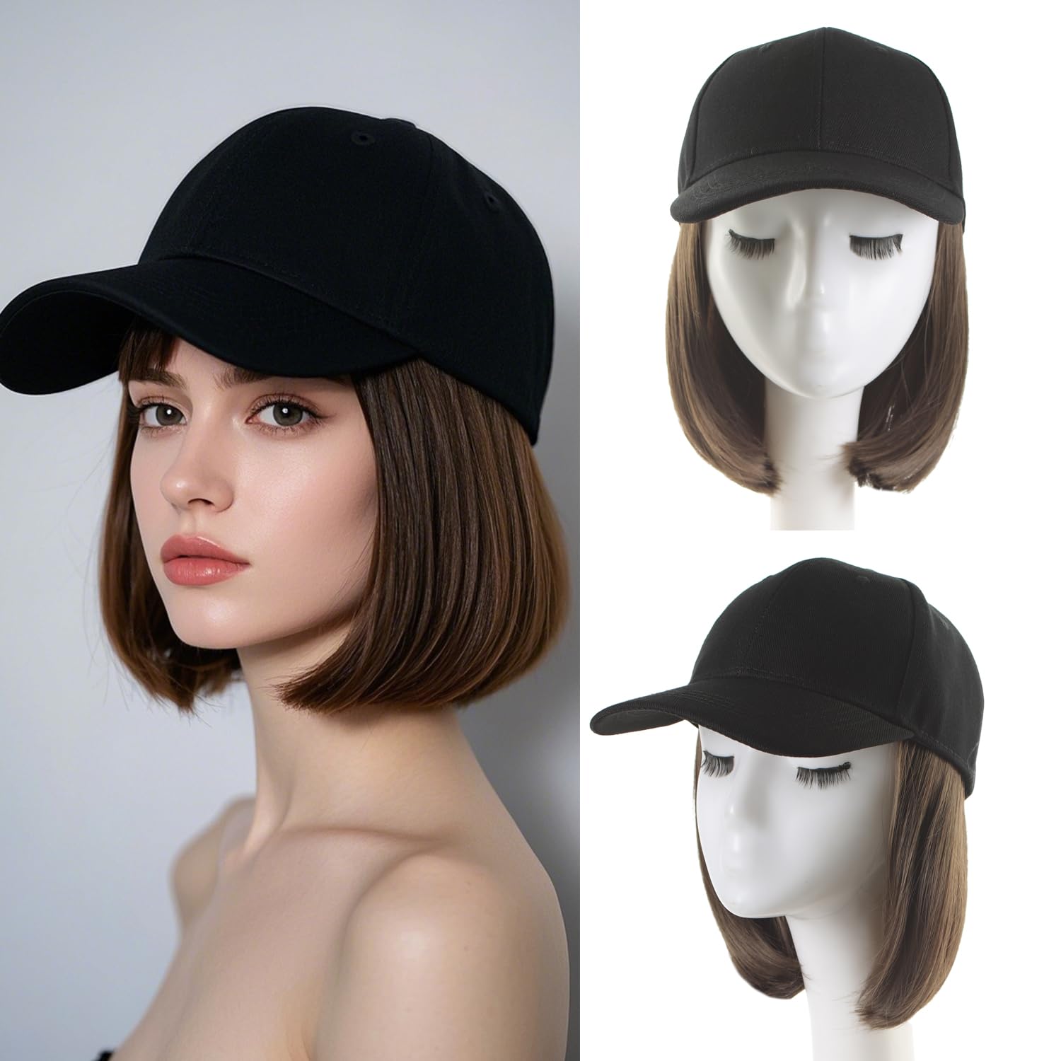 doremi Wig Hat Synthetic Hat with Hair Adjustable with Hair Suitable for Daily Use
