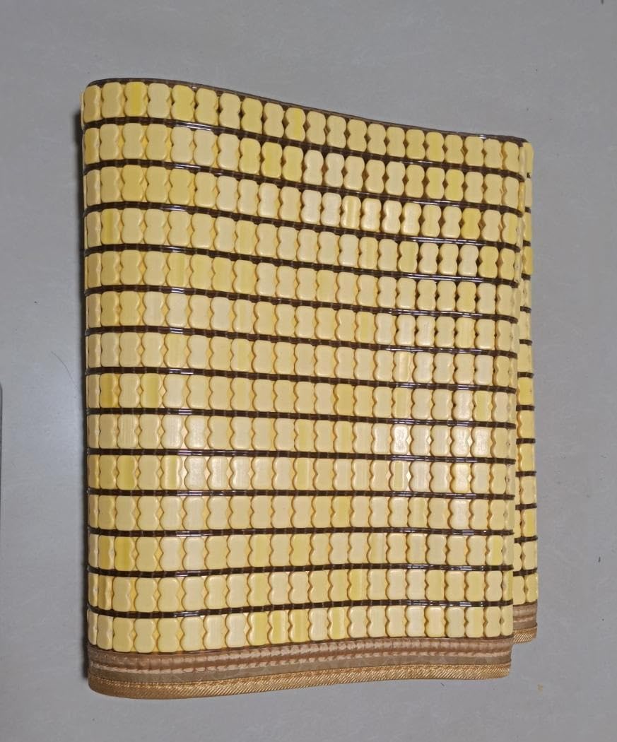 JYBNBBE Cooling Bamboo Sleeping Mat Foldable Summer Bed Mat Breathable & Easy to Clean Portable Cooling Mattress for Home & Dormitory Ideal for Hot Weather Sleep (Yellow 1.35 * 1.95m/53.1inx76.8in)