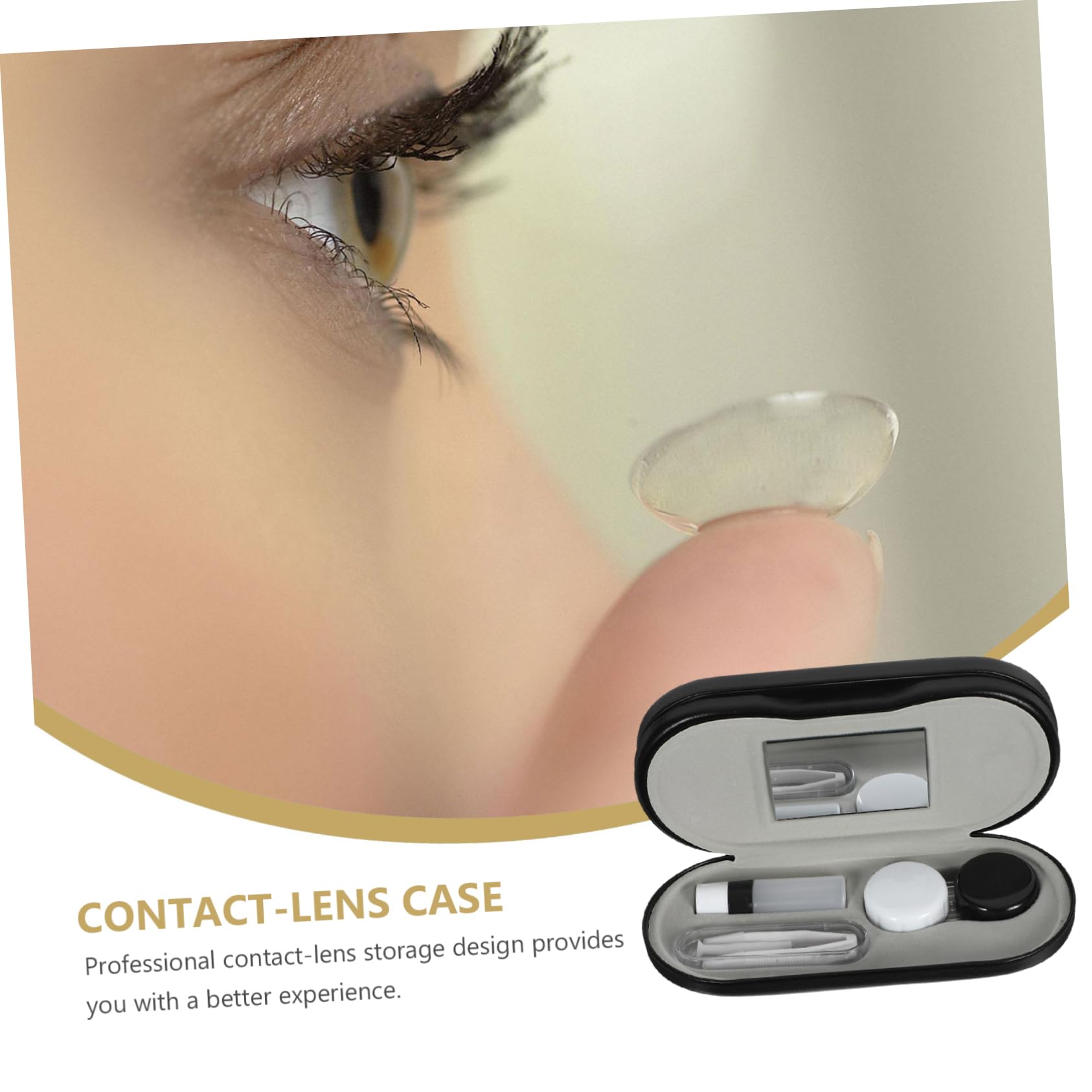 Caja de Lentes de Contacto Doble para Viaje, PU Negro Portátil | Organizador Compacto, Diseño para Guardar Lentillas, Material de Cuero Pu y Plástico, Ligero, para Bolso