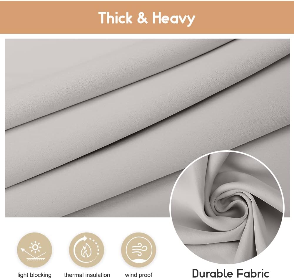 Anjee Waterproof Outdoor Curtains for Patio Grommet Extra Width Light Blocking Thermal Insulated Privacy Large Blackout Drapes for Front Porch Sliding Door Gazebos, 100 x 84 inches Grey 1 Panel