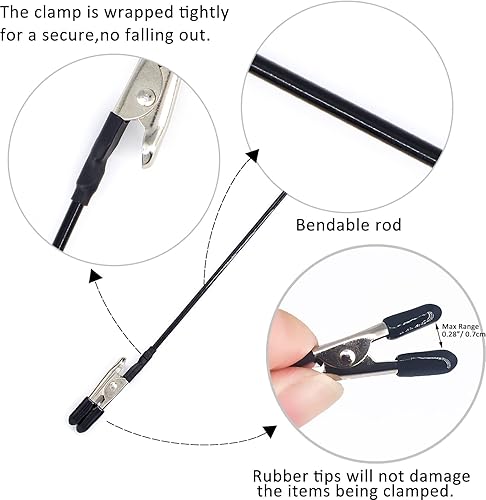 Miniatura 3 de Paquete de 20 pinzas de cocodrilo de pintura de modelo flexible con puntas de goma, abrazaderas de alambre de metal con cierre de cola larga para